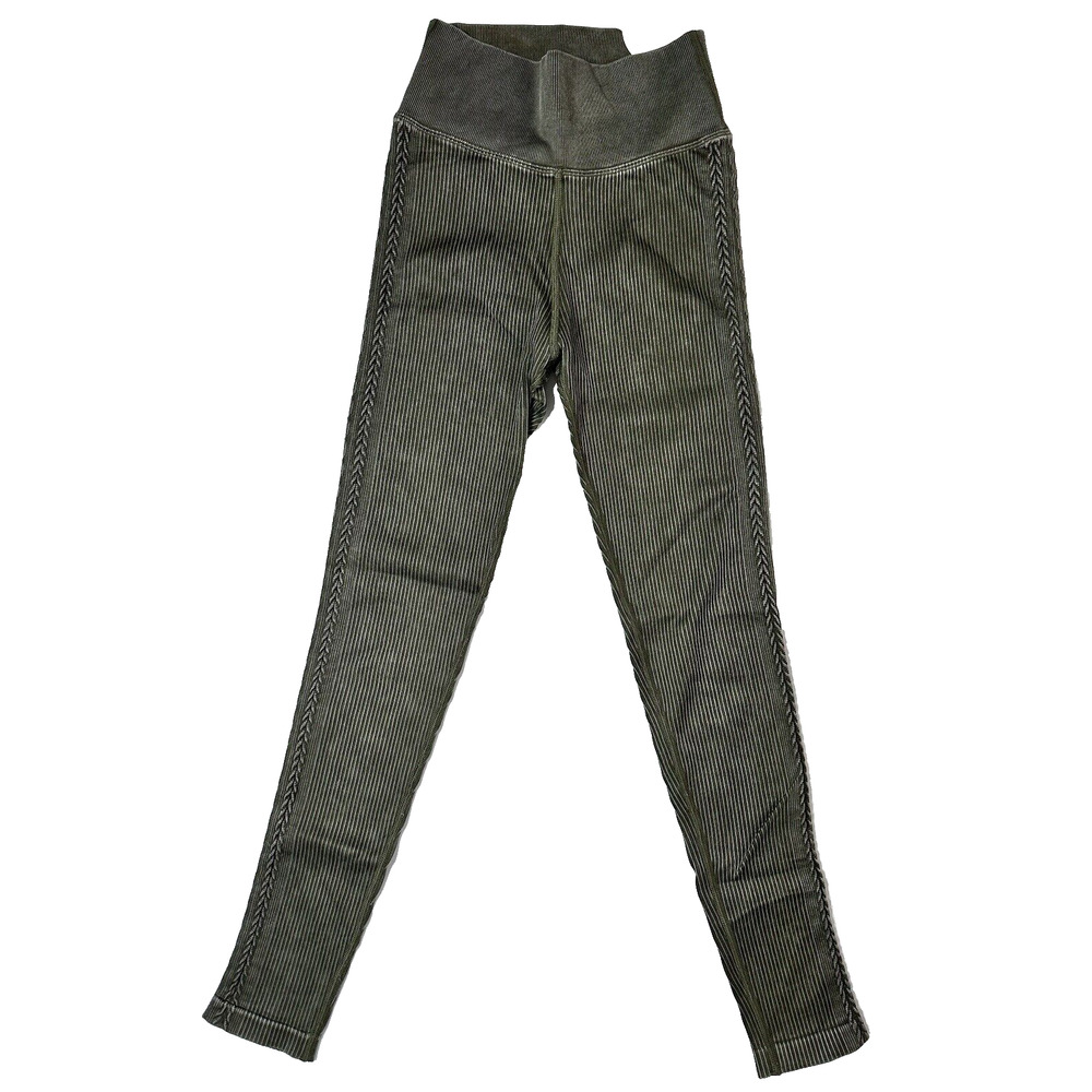 NWT! Aerie Offline Seamless Ribbed 7/8 Hi-Rise Leggings Black Sage Cream XS S L - Picture 9 of 16